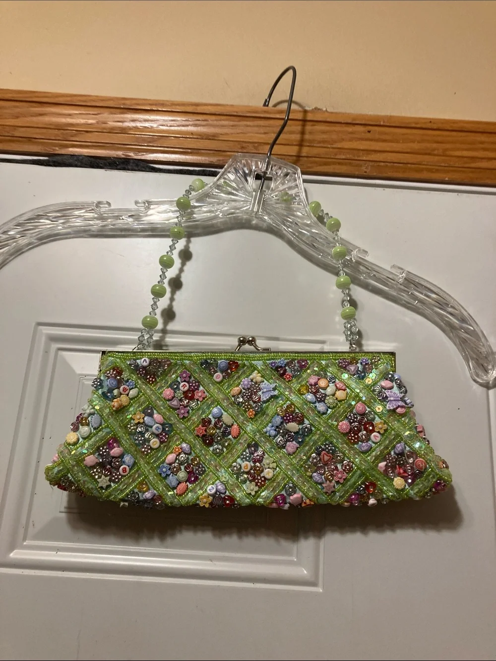 Handcrafted Beaded Green Evening Clutch